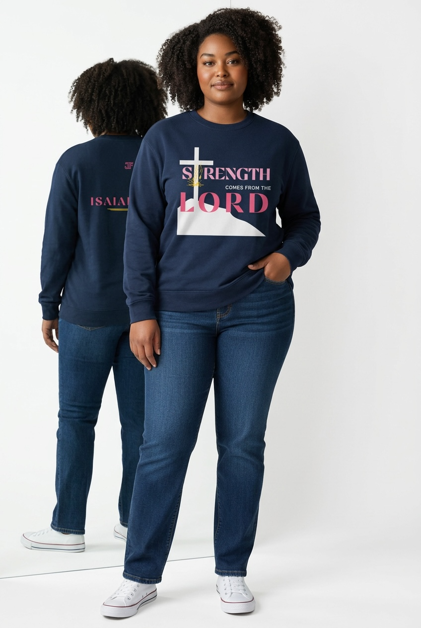 Strength Comes From The Lord Christian Sweatshirt Red Design