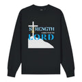 Strength Comes From The Lord Christian Sweatshirt Blue Design