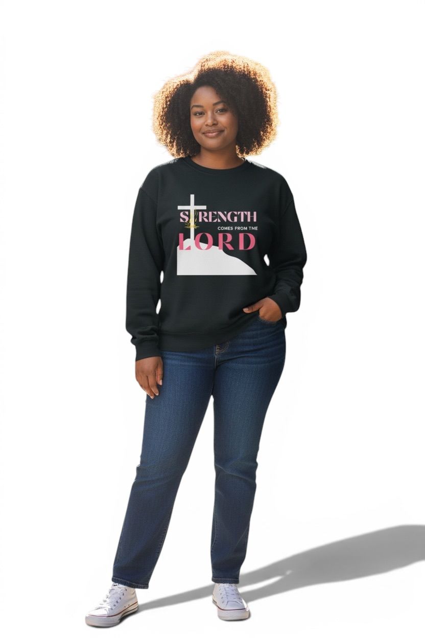 Strength Comes From The Lord Christian Sweatshirt Red Design