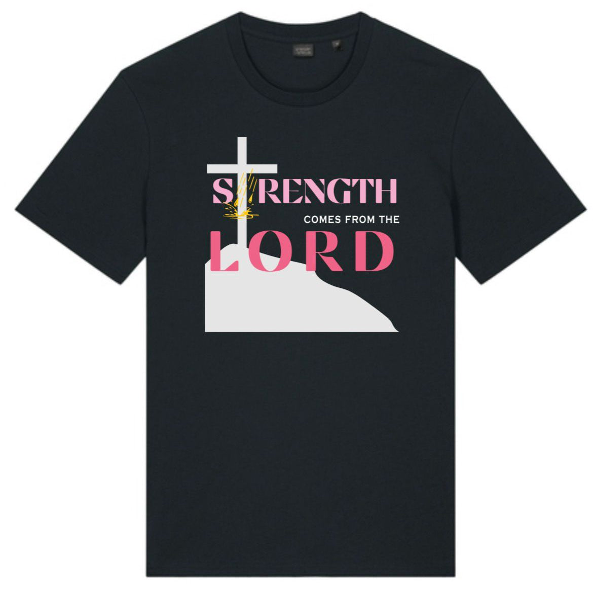 Strength Comes From The Lord Christian T-Shirt Pink Design