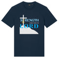 Strength Comes From The Lord Christian T-Shirt Blue Design