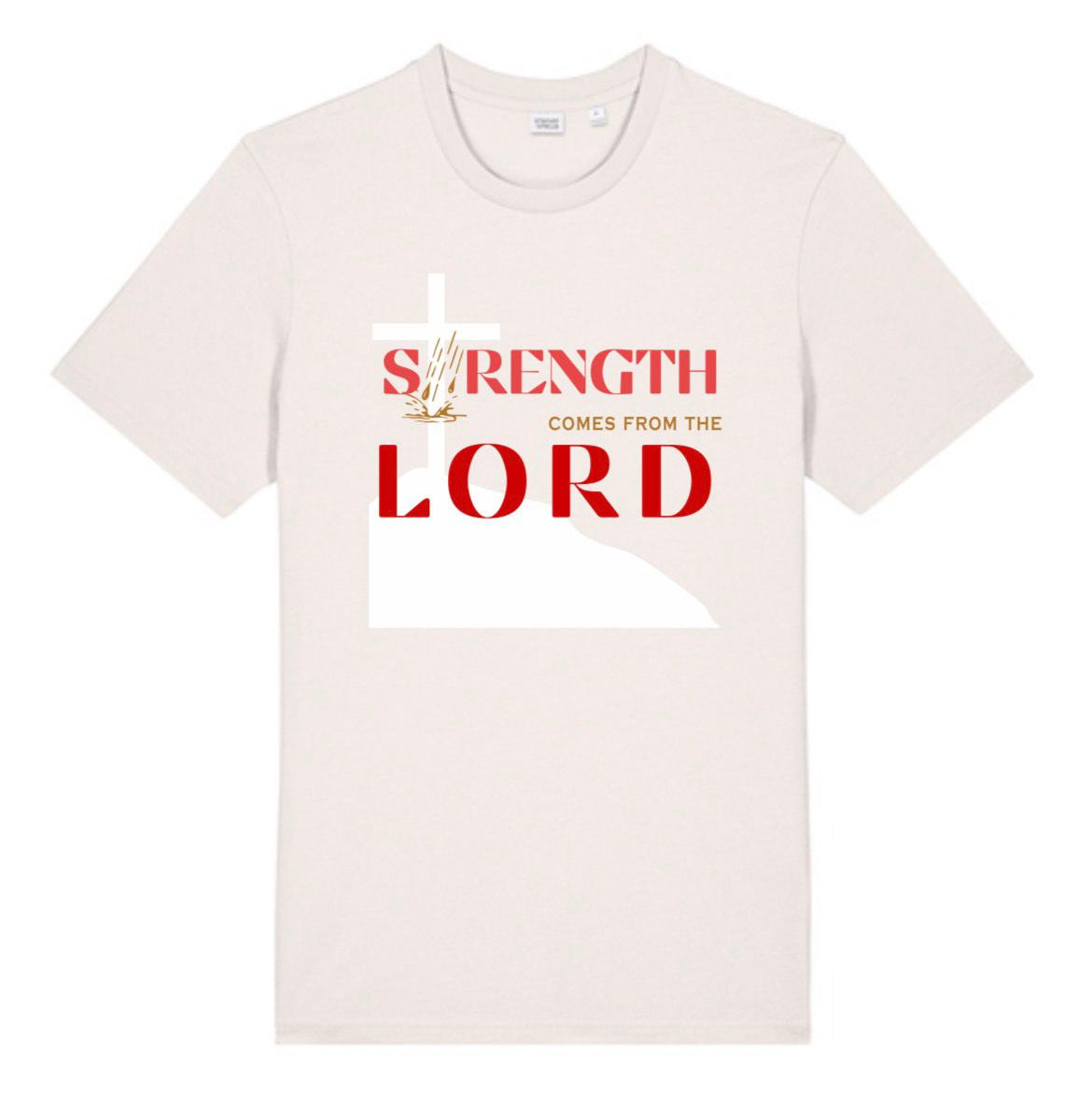 Strength Comes From The Lord Christian T-Shirt Red Design