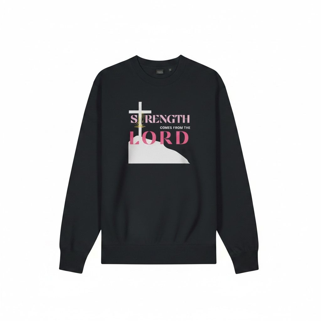 Strength Comes From The Lord Christian Sweatshirt Pink Design