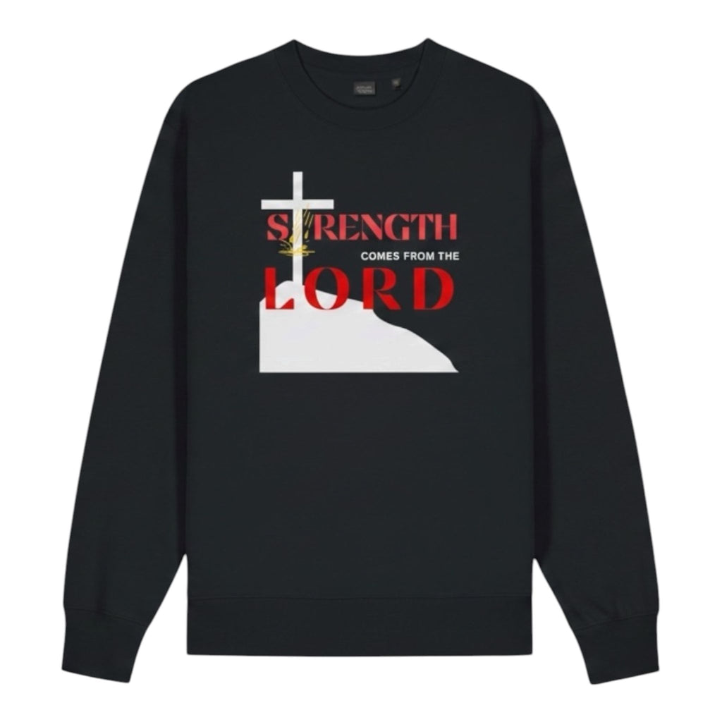 Strength Comes From The Lord Christian Sweatshirt Red Design