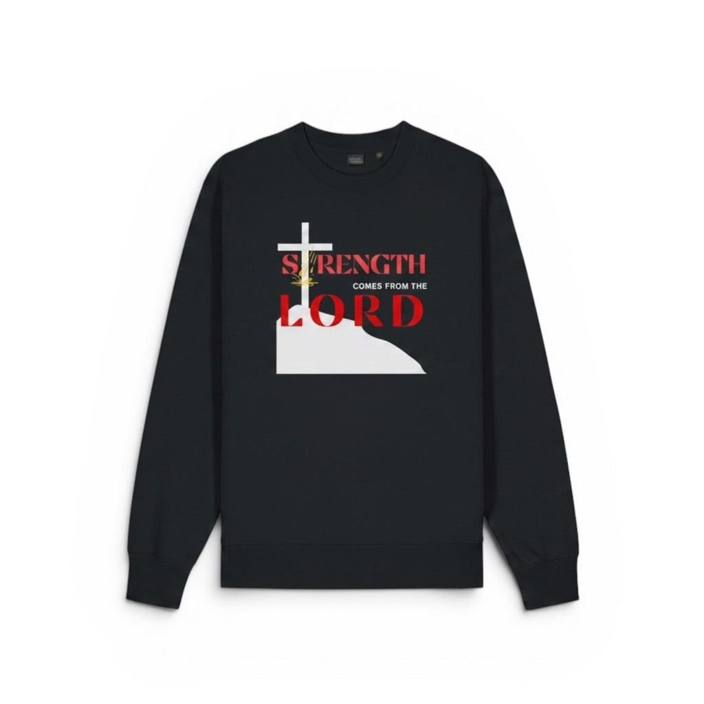 Strength Comes From The Lord Christian Sweatshirt Red Design